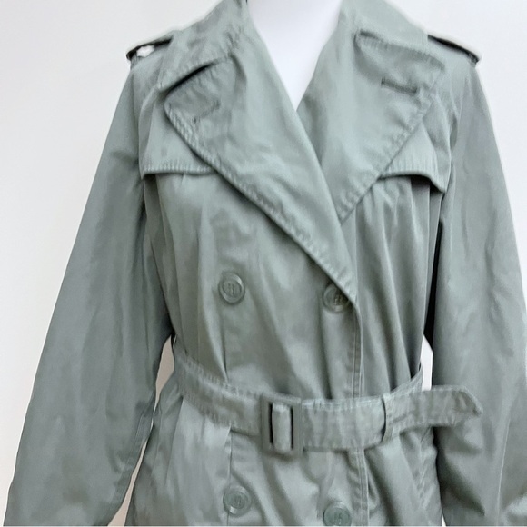 Vintage America Army Green Utility Belted Waist Double Button Trench Coat 42R - Picture 2 of 14